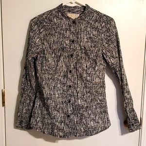 Michael Kors women's 10 black & white cotton button down shirt
